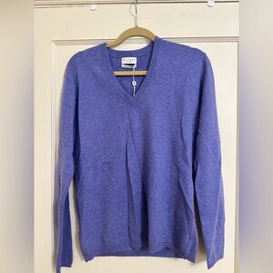 Kiltane Periwinkle Blue Purple 100% Pure Scottish Cashmere V-Neck Sweater XL